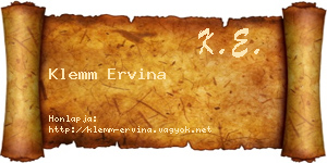 Klemm Ervina névjegykártya
